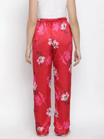 Glories Red Satin Florestic Women Nightwear Pajama