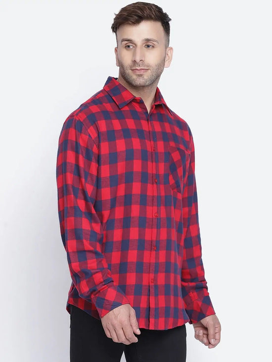 Pacific Red Brush Check Men Shirt