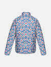 Women Printed Light Blue Collared Neck Full Sleeve Jacket