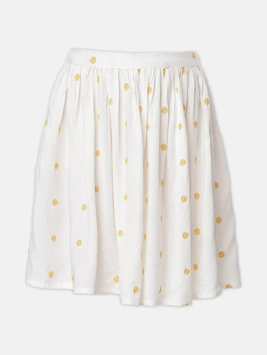 Poppy Polka Print White Color Girl Skirt