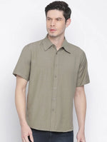 Grroomed Solid Beige Men Shirt