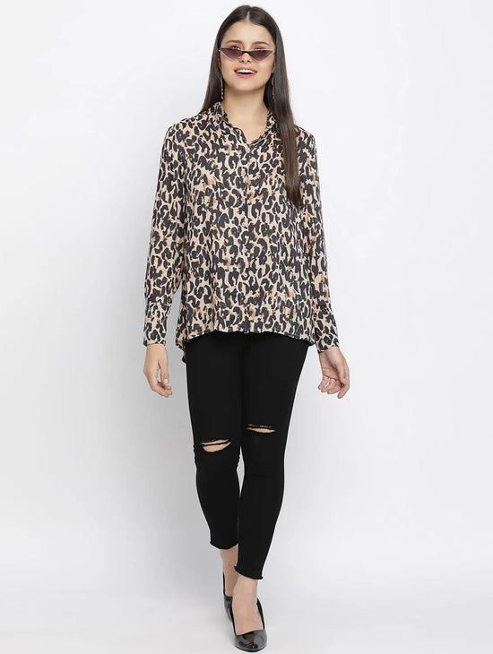 Neutral Pop Animal Print Women Shirt