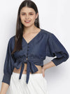 Jack Denim Tie- Knot Women Crop Top