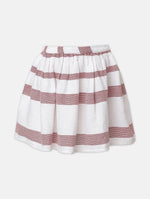 Gracy White Cotton Stripes Print Girl Skirt