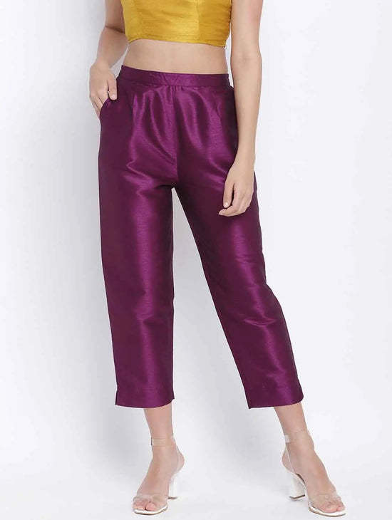 Purplesic Solid Dupion Slik Women Pant