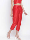 Heartly Red Dupion Silk Women Pant