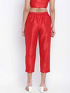 Heartly Red Dupion Silk Women Pant