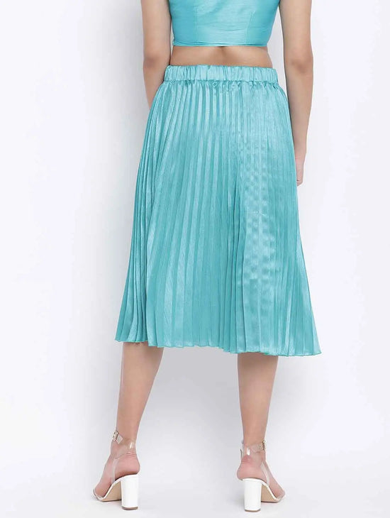 Cold Turq Pleated Women Skirt