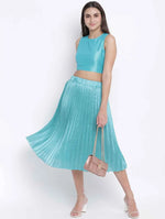 Cold Turq Pleated Women Skirt