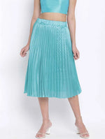 Cold Turq Pleated Women Skirt