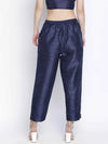 Romanlic Navy Blue Dupion Silk Women Pant