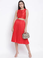 Hearted Red Pleated Women Skirt