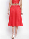 Hearted Red Pleated Women Skirt