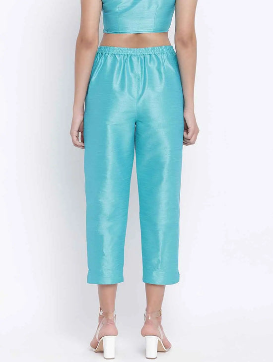 Bablling Turq Dupion Silk Women Pant