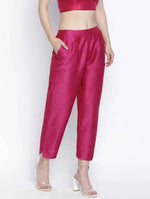 Ivolic Solid Pink Dupion Silk Women Pant