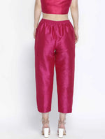 Ivolic Solid Pink Dupion Silk Women Pant