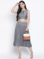 Gazzing Grey Pleated Women Skirt