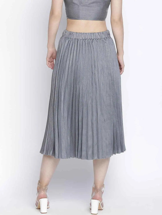 Gazzing Grey Pleated Women Skirt