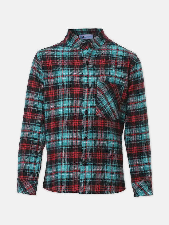 Tadder Green Brush Checked Boy Shirt