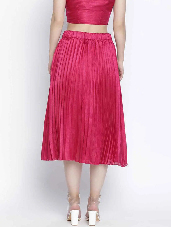 Mobble Pink Women Pleated Skirt