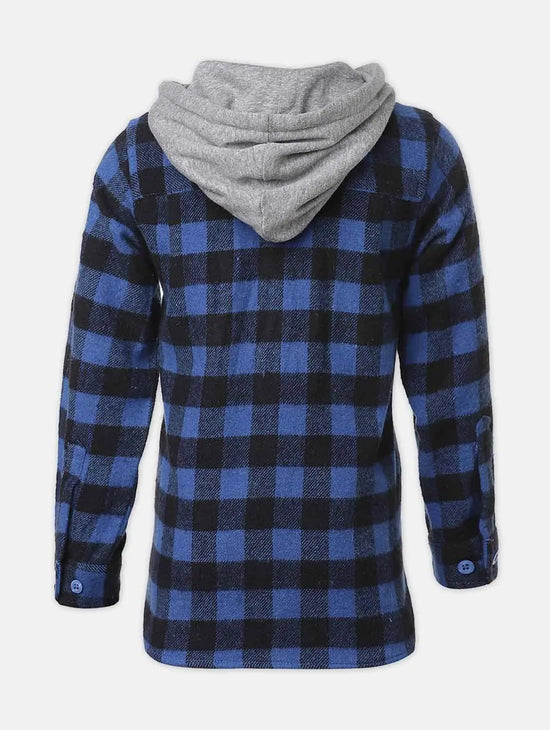 Stoller Blue Brush Check Boy Hooded Shirt