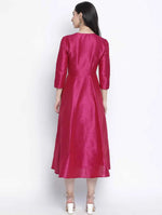 Razzle Pink Dupion Silk Women Long Dress