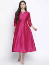 Razzle Pink Dupion Silk Women Long Dress