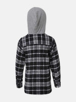 Yopper Black Brush Check Boy Hooded Shirt