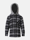 Yopper Black Brush Check Boy Hooded Shirt