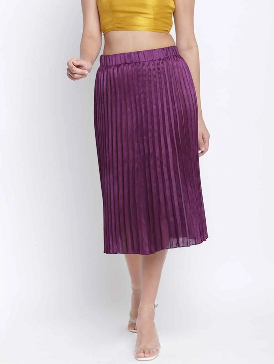 Bamber Purple Pleated Women Skirt