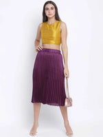 Bamber Purple Pleated Women Skirt