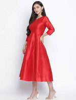 Red Glam Dupion Silk Women Long Dress