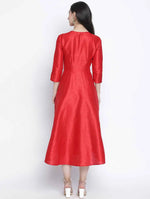 Red Glam Dupion Silk Women Long Dress