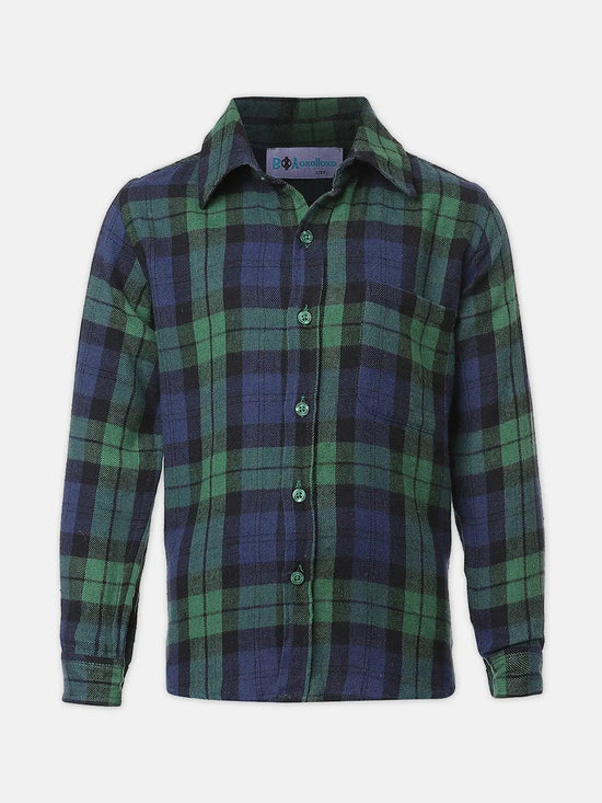 Stealler green brush check boy shirt