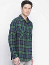 Punk Green Brush Check Men Shirt