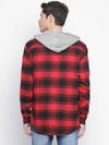 Wosome Red Brush Check Men Hooded Shirt