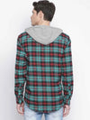 Capper Green Brush Check Men Hooded Shirt