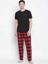 Dope Red Brush Check Men Nightwear Pajama