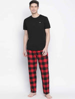 Dope Red Brush Check Men Nightwear Pajama