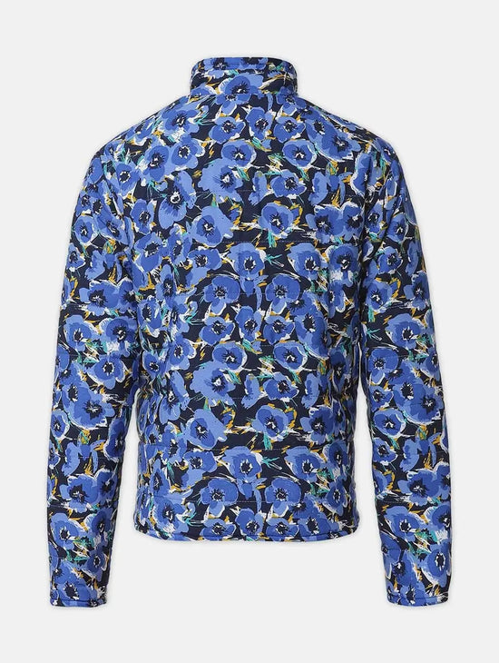 Women Printed Blue Collared Neck Full Sleeve Jacket