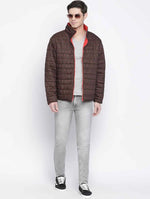 Sandy Brown Printed Reversible Quilted Men Jacket