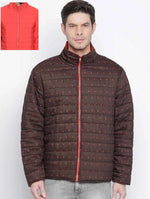 Sandy Brown Printed Reversible Quilted Men Jacket