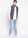 Funky Blue Printed Reversible Quilted Men Jacket