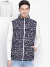 Funky Blue Printed Reversible Quilted Men Jacket