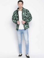 Setllar Tropical Print Green Color Reversible Quilted Men Jacket