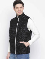 Vibrant Black Printed Mezz Reversible Quilted Men Jacket