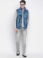 Stylized Bright Blue Reversible Quilted Men Jacket