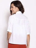 Modish White Blew Button Down Women Top