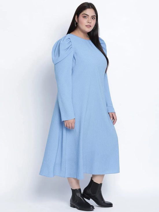 Dolphin Poly Dobby Blue Plus Size Dress