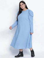 Dolphin Poly Dobby Blue Plus Size Dress